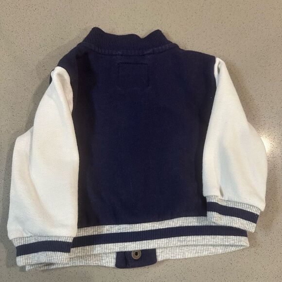 Janie and Jack navy blue varsity jacket with buttons size 6-12 months - Picture 3 of 5